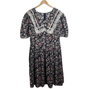 Vintage Glenfrey Fashions Floral Dress With Lace Trim Sailor Collar Women’s 22W